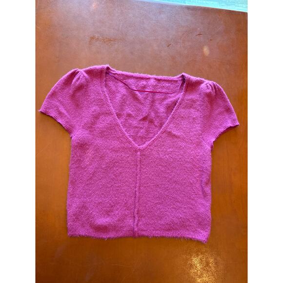 Free People Keep Me Warm Crop Top Fuchsia Pink NWT Size Large - Picture 4 of 8